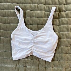 Aerie Offline White Ruched Front Crop Tank Top - Women